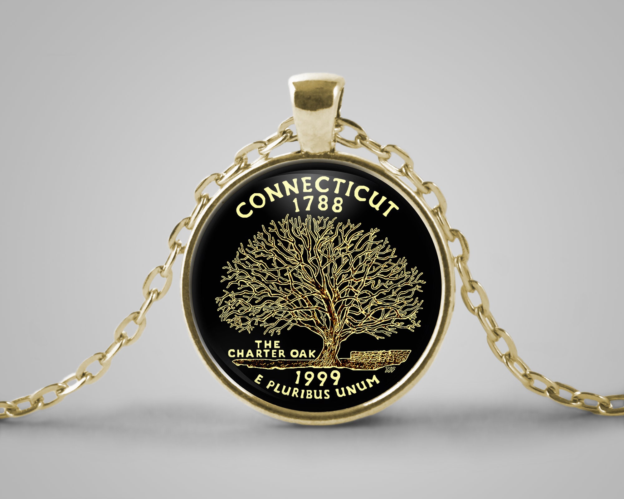 Connecticut Necklace Home State Jewelry Etsy