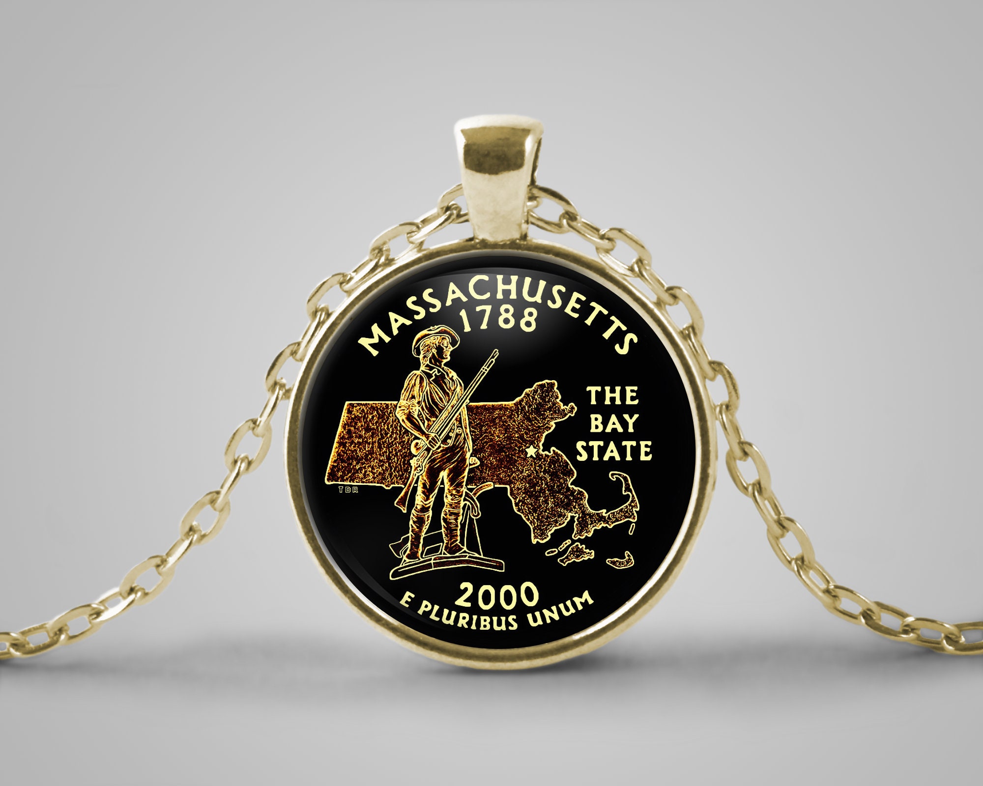 Massachusetts Necklace Home State Jewelry Etsy