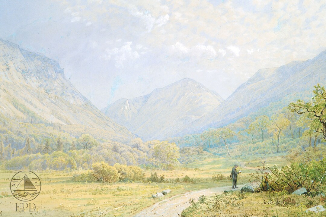 Vintage Nature Art Print Boho Mountain Vintage Painting Etsy