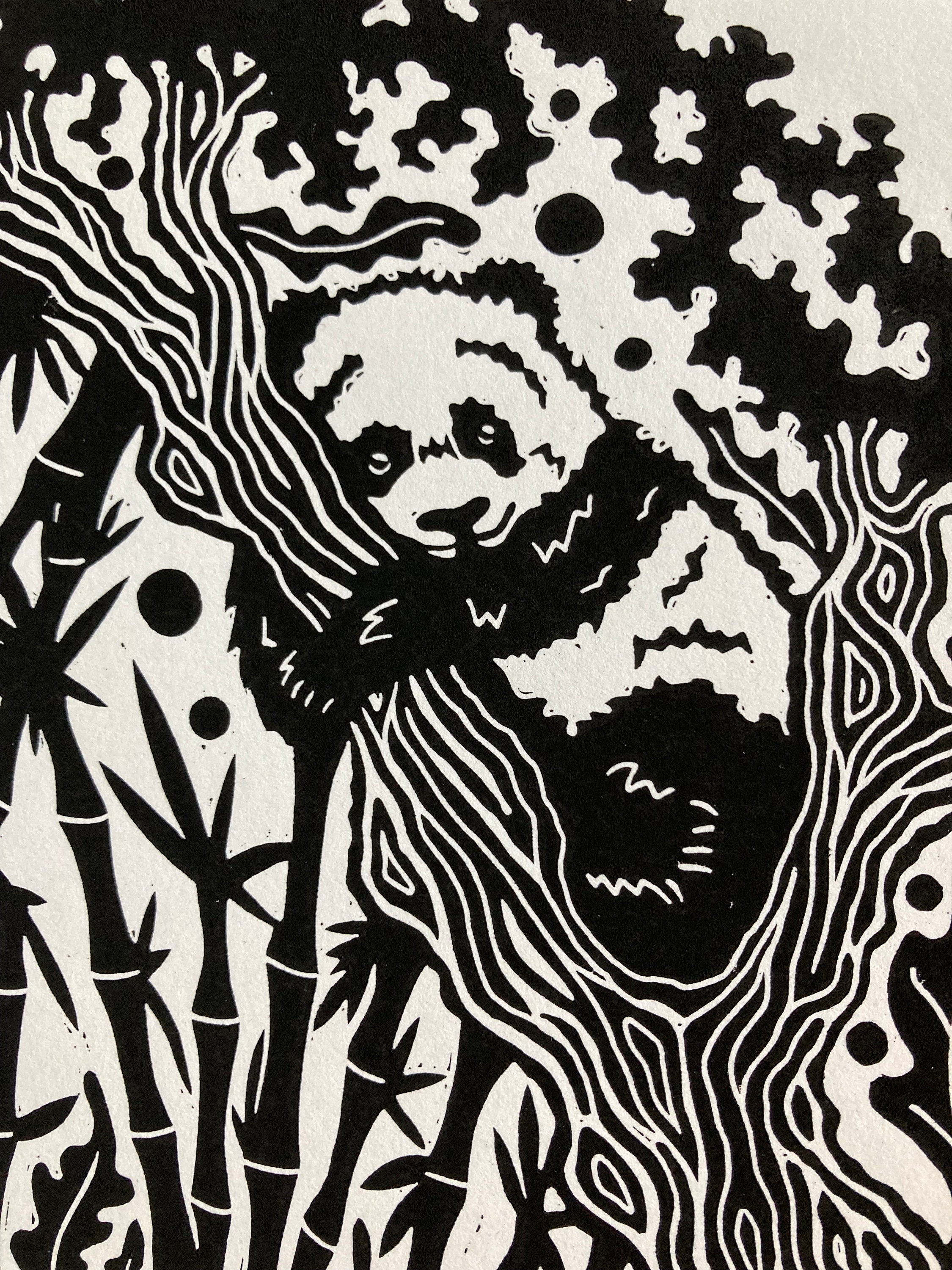 Panda Linocut Print - Etsy