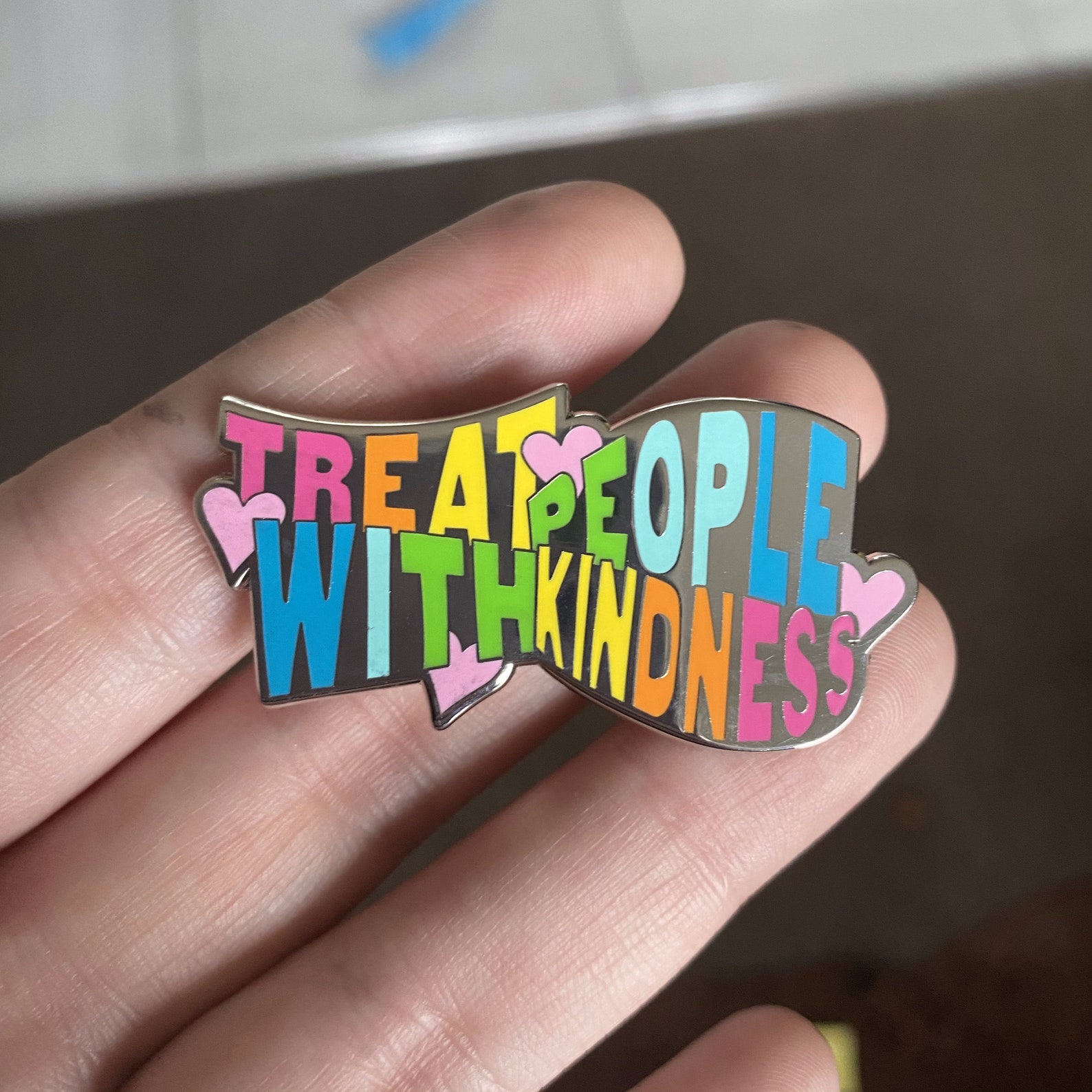 Treat People With Kindness Rainbow Hard Enamel Pin Harry Etsy