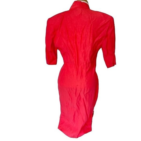 Vintage 80s Power Suit Dress Coral Double Breaste… - image 5