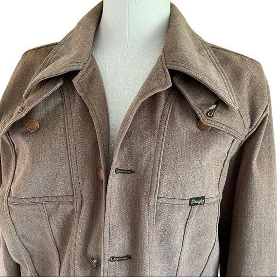 Vintage Wrangler Jean Jacket Brown Chest Pockets … - image 6