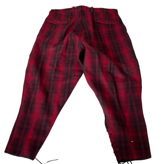 Woolrich Oxblood Mackinaw Plaid Hunting Pants Red… - image 2