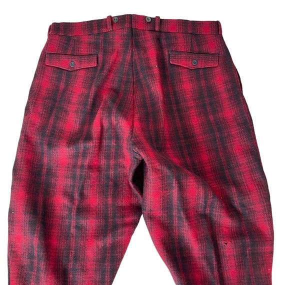 Woolrich Oxblood Mackinaw Plaid Hunting Pants Red… - image 3
