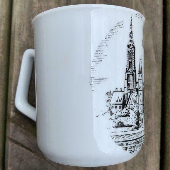 Dr Merkle Atelier Ulm Germany Mug Souvenir white Black vintage Etsy