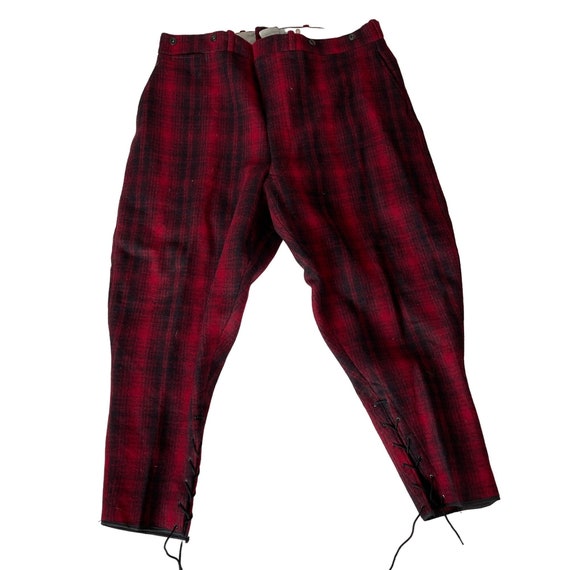 Woolrich Oxblood Mackinaw Plaid Hunting Pants Red… - image 1