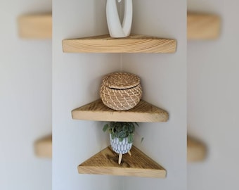 3 Corner Shelves - Corner Shelf - Reclaimed Scaffold Board Shelves