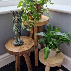 Set of 3 Plant Pot Stands -  Scaffold Board Plant Pot Stool