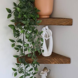 Set of 3 Reclaimed Wood Corner Shelves: Rustic Scaffold Board image 2