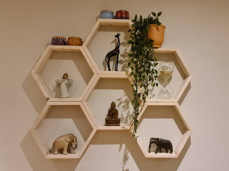 Hexagon Shelf Hexagon Shelves Reclaimed Wood Shelf Etsy