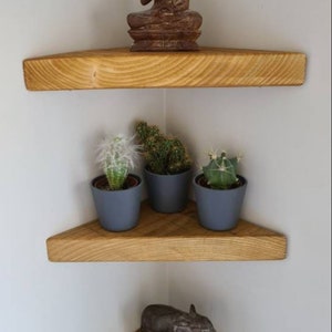 Set of 3 Reclaimed Wood Corner Shelves: Rustic Scaffold Board image 3