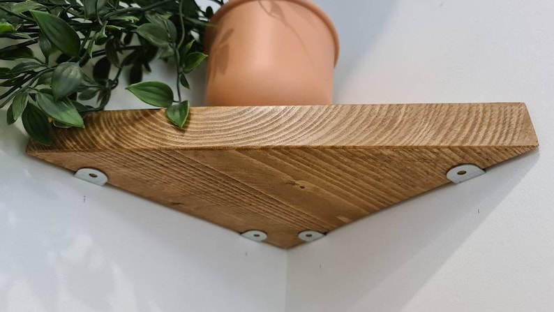 Set of 3 Reclaimed Wood Corner Shelves: Rustic Scaffold Board image 4