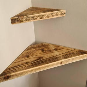 Reclaimed Scaffold Board Corner Shelf, Custom Size Shelving, Rustic Chunky Wood