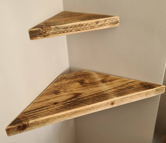 Reclaimed Scaffold Board Corner Shelf