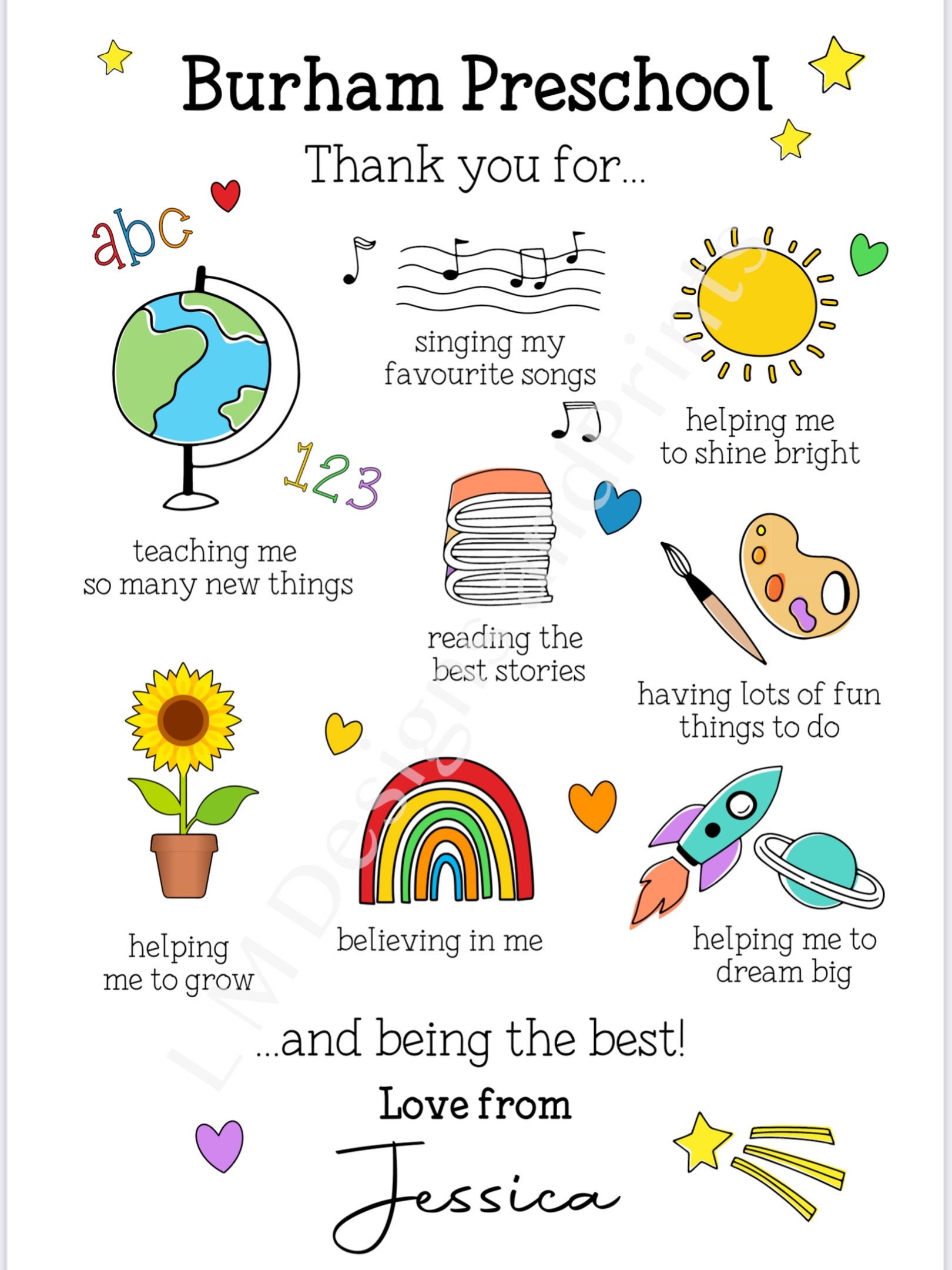 Thank You Card Nursery Leaver Preschool Leaver Teacher Etsy UK