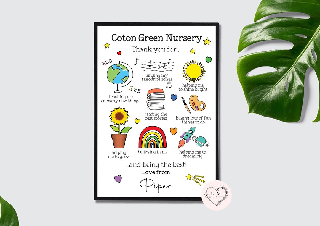 Teacher Gift, Nursery Gift, Leavers Gifts, Personalised Teacher Print, Preschool Leaver Gift
