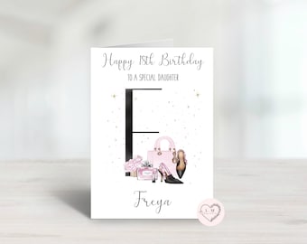 Ladies Birthday Card, Happy 18th Birthday, designer card, Beauty birthday card, personalised greeting card, 21st birthday card