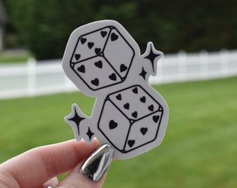 Pegatina de dados de corazón / Pegatinas de aventuras / Pegatina de dados / Casino / Pegatina de vinilo / Pegatina bonita / Pegatinas de moda / Dados