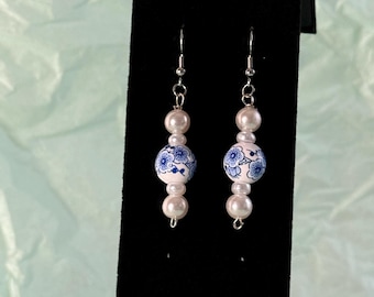 Pendientes colgantes de reina bailarina / Pendientes de perlas / Pendientes de cerámica / Pendientes de cuentas / Pendientes delicados / Pendientes con núcleo rústico / Colgantes / Pendientes colgantes