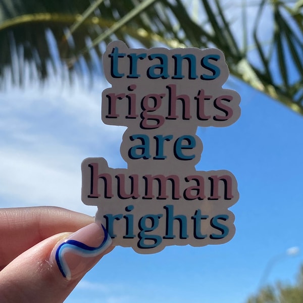 Trans Rights Are Human Rights Vinyl Pride Sticker | Adventuringstickers | Pride Sticker | Pride | Transgender Sticker | Trans Flag | Rights