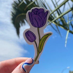 Purple Tulip Vinyl Sticker | Adventuringstickers | Stickers | Flower Sticker | Flower | Tulip Sticker | Vinyl | Cute Sticker | Flower Pack |