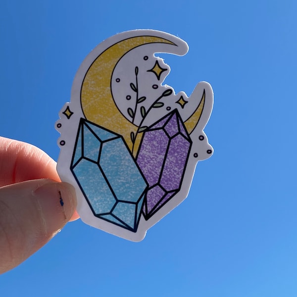 Crystal Moon Sticker | Adventuringstickers | Stickers | Vinyl Sticker | Crystals | Crystal Sticker | Moon Sticker |