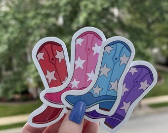 Pegatinas coloridas de botas de vaquera / Pegatinas de aventuras / Botas de vaquero / Pegatinas campestres / Pegatinas del oeste / Pegatinas de vaquero /