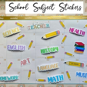 School Subject Stickers (Pack Of 5,7, 9, 10, 13, 15, 17, 20) |Notebook Labels|Folder Labels|AdventuringStickers|Vinyl Stickers|Binder Labels