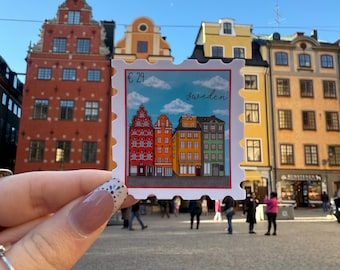 Pegatinas de sellos de Suecia / Pegatinas de viaje / Pegatinas de aventuras / Resistente al agua / Sellos de Estocolmo, Suecia / Pegatinas de sellos / Pegatina de Suecia /