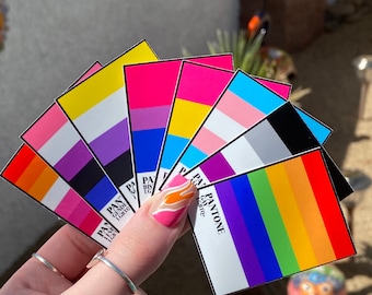 Muestras de pintura con la bandera del orgullo / / Adventuringstickers / Pegatinas bonitas / Pegatinas / Pegatinas de vinilo / Arcoíris / LGBTQ+ / Colección del orgullo / Pegatinas del orgullo