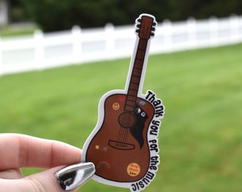 Gracias por la música Guitarra / Pegatinas de aventura / Pegatina de música / Pegatina de guitarra / Pegatina de parche / Mamma Mia / Pegatina de canción / Vinilo