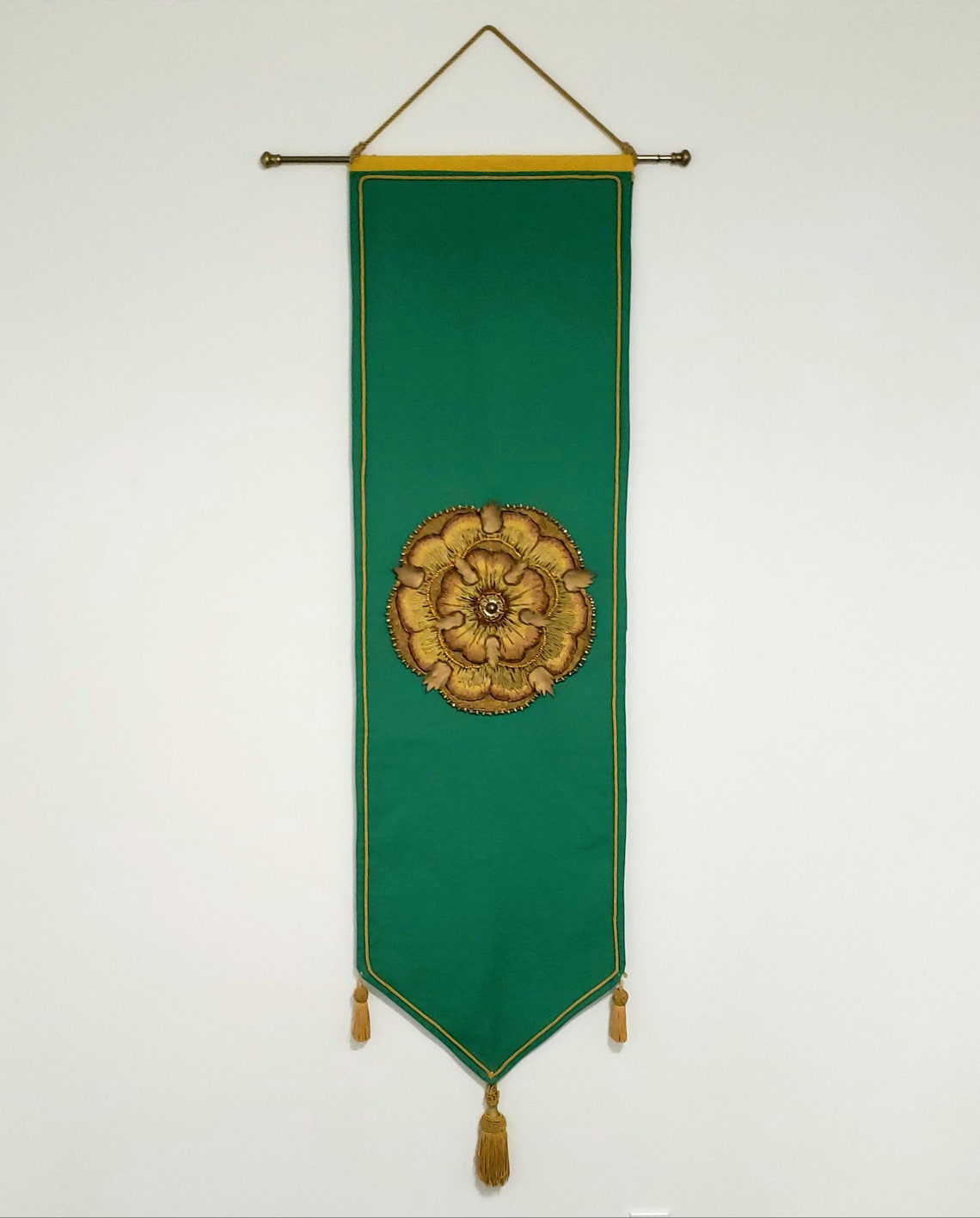 Banner Handmade House Tyrell Embroidered Golden Rose Etsy