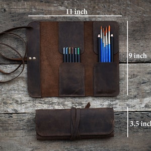 Lederrolle, Künstlerrolle, Lederrolle für Bleistifte, Lederfedermäppchen, Werkzeugtasche, Pinselhalter, Bastelrolle, Pencil Wrap