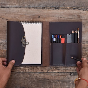 Handmade Leather Sketchbook Cover A5 Refillable Journal Case Travel Notebook Custom  Pen Loop,Mother’s Day Gift ,gift for him or her