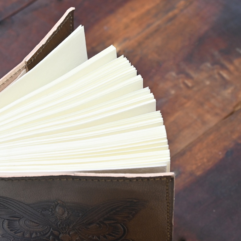Handmade Leather Owl Journal, Notebook or Sketchbook , Vintage Brown ...