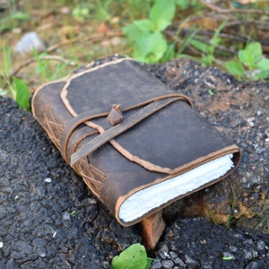 Handgemaakt lederen dagboek, vintage dagboek, gepersonaliseerd dagboek, schetsboek, reisdagboek, donkerbruin, cadeau voor hem/haar afbeelding 3