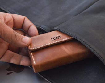 Personalized Leather Business Card Holder, Handmade , Magnetic Closure, Christmas  gift