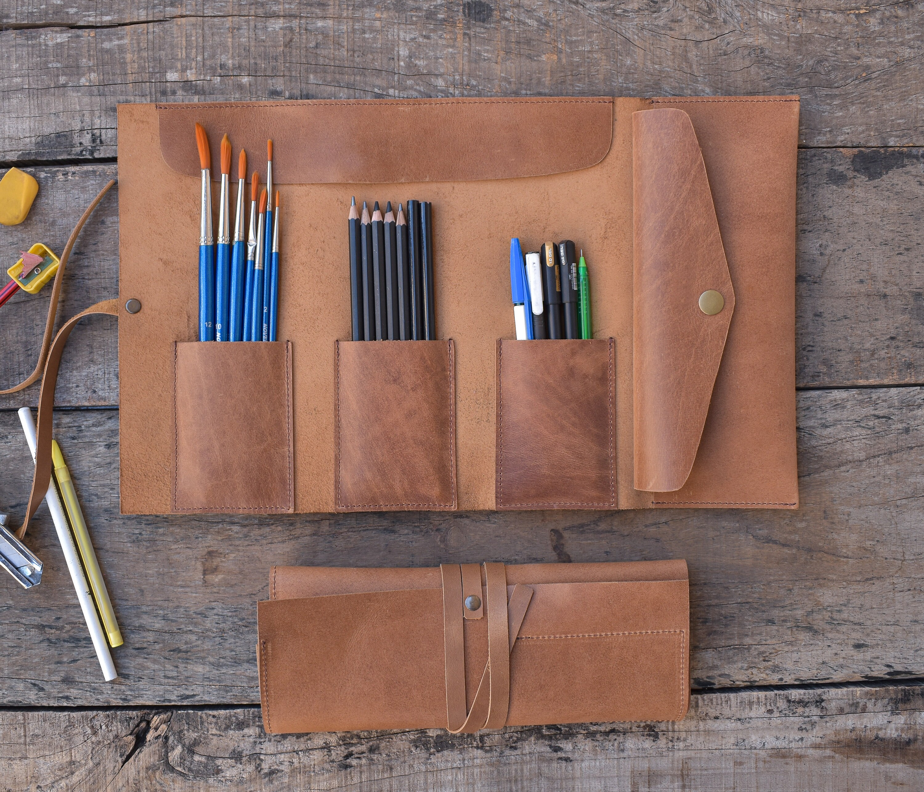 Leather Paint Brush Roll Gift Ideas for Artists Artist Roll Etsy