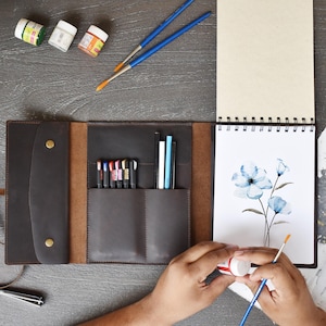 Handmade Leather A5 Sketchbook Cover | Personalized Graduation Gift