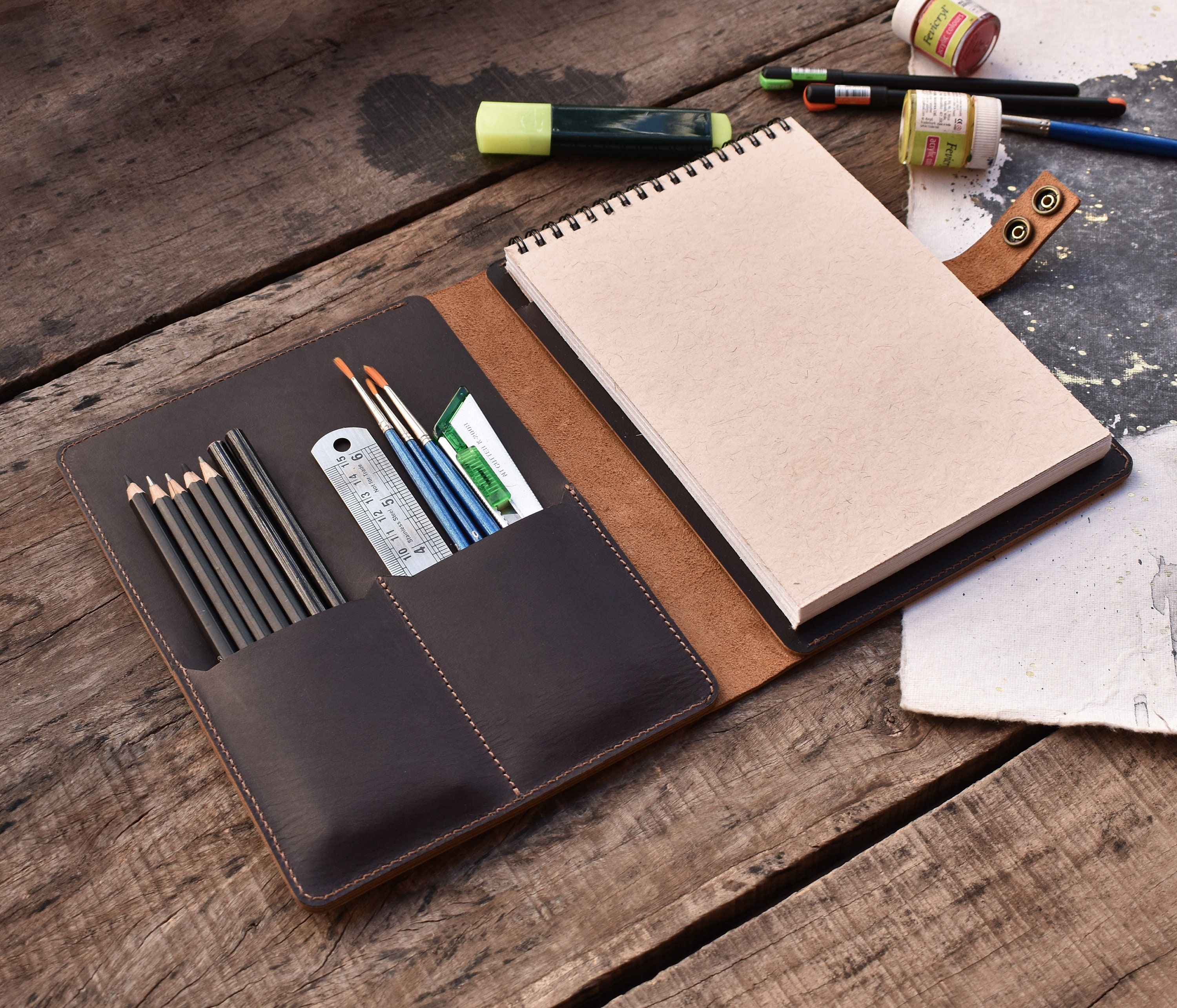 Leather A5 Sketchbook Cover Personalized Artist Gifts. Etsy