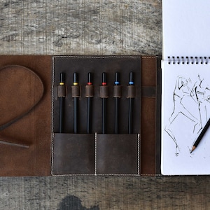 Drawing Sketchbook with Pencils & Journal | Graduation Gift | Personalized Sketchbook | Birthday Gift | Sketchbook with Leather Cover
