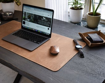 Leather Desk Mat, Custom Size Desk Pad, Personalized Office Accessories, Leather Writing Pad