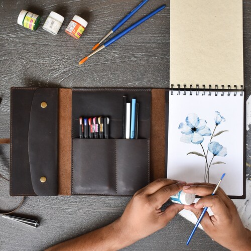 Handmade Leather Sketchbook Cover Personalized Artists Gifts Etsy