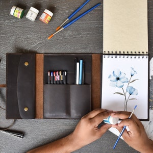 Leather A5 sketchbook cover | Graduation Gift | Personalized Sketchbook | Birthday Gift | Sketchbook with Leather Cover