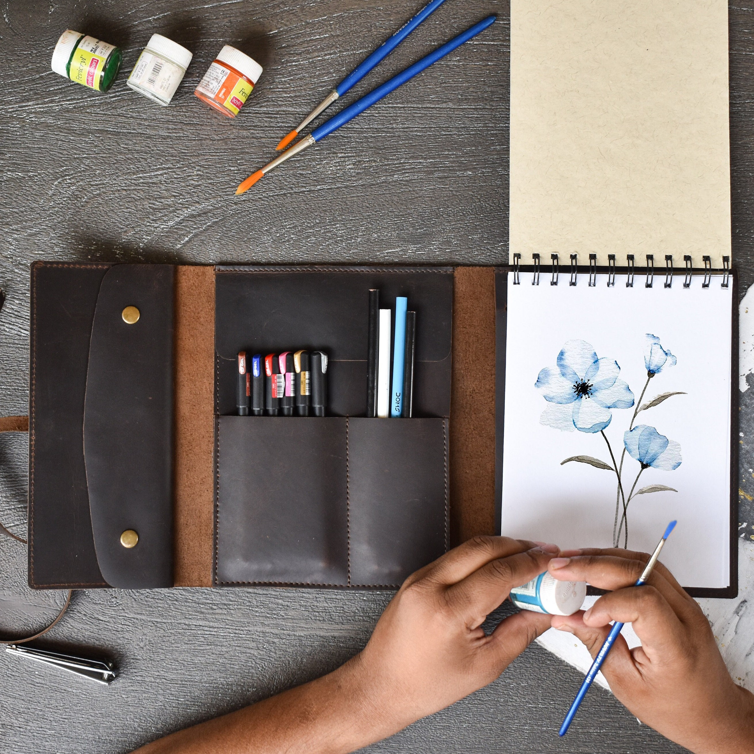 Leather A5 sketchbook cover | Graduation Gift | Personalized Sketchbook | Birthday Gift | Sketchbook with Leather Cover