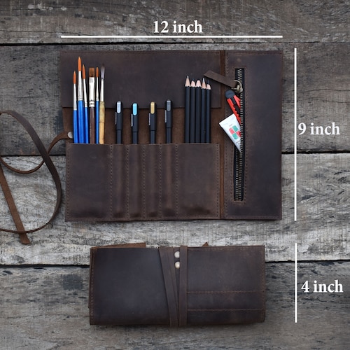 Leather Paint Brush and Pencil Roll Paint Brush Holder Paint Etsy