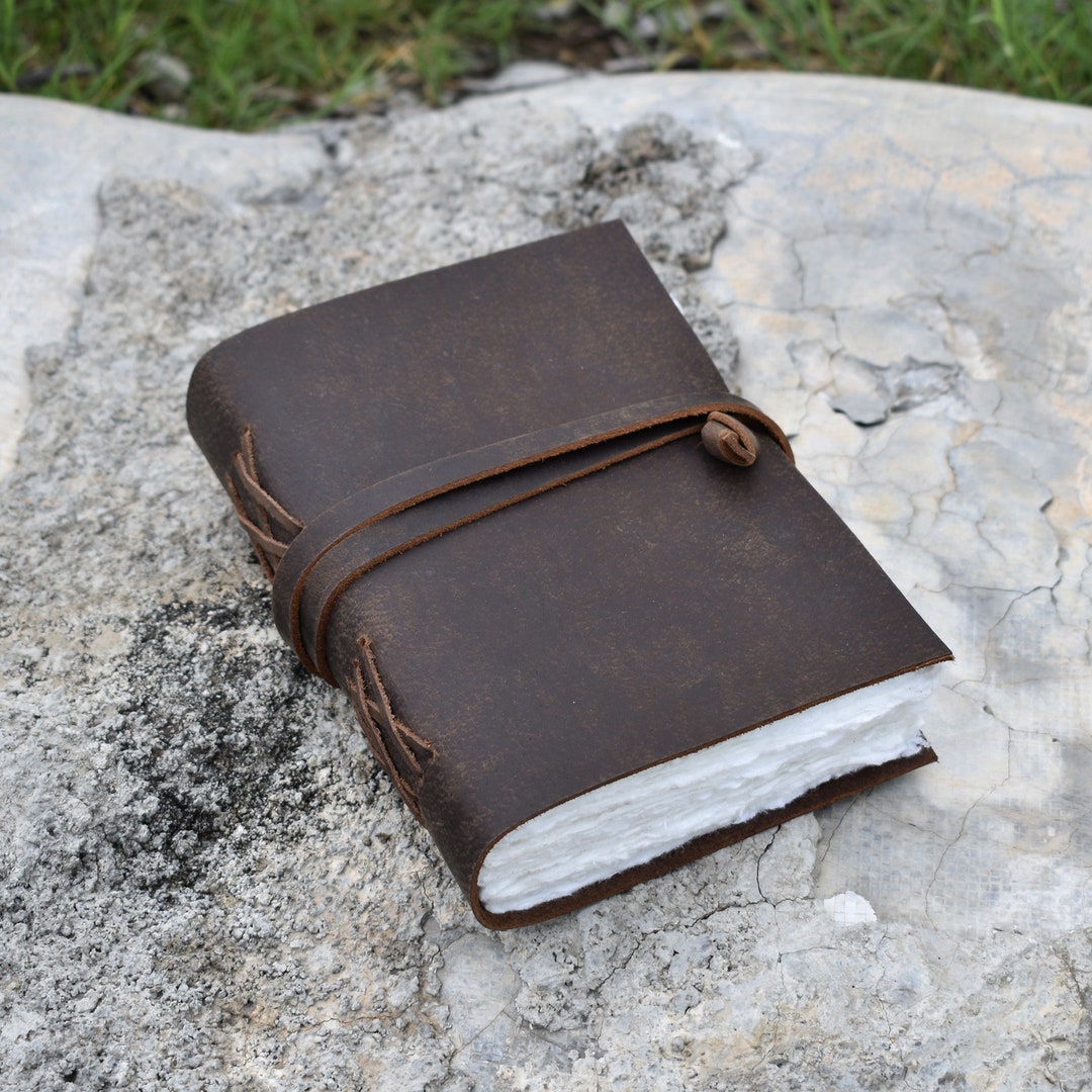 Handmade Leather Journal: Rustic Brown Deckle Edge Paper - Etsy