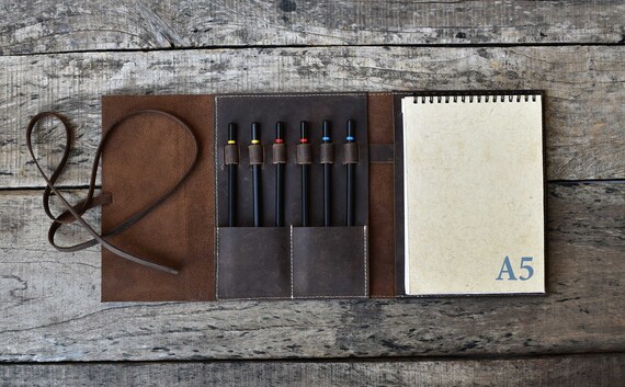 Drawing sketchbook, Refillable leather sketchpad drawing pencil