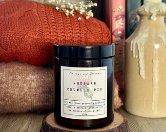 Rhubarb crumble Pie scented candle, soy wax candle handmade in Scotland, home fragrance, apothecary jar candle, fruity candle, summer candle